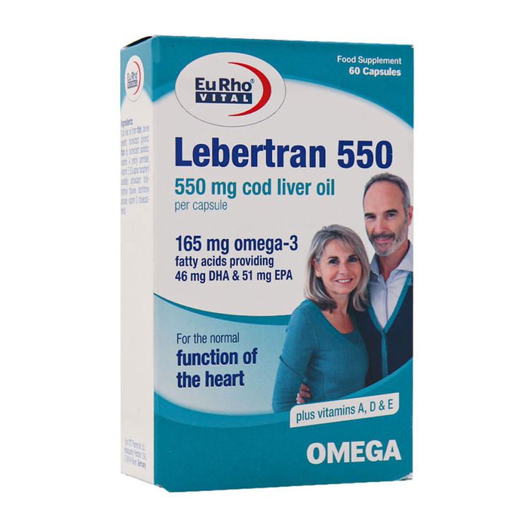 کپسول امگا 3 یوروویتال مدل Lebertran 550 بسته 60 عددی